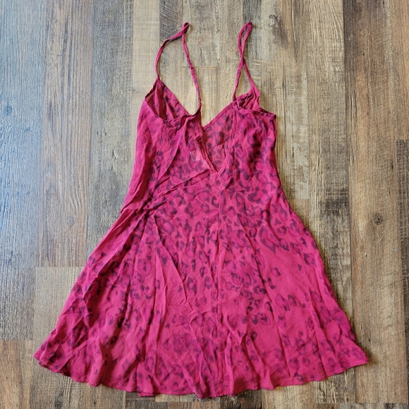Y2K Victoria's Secret Red Leopard Print Sheer Silk Slip Dress - Picture 5 of 7